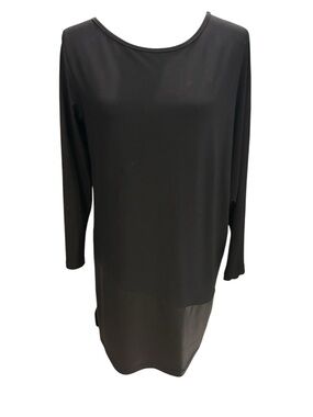 CLARA SUNWOO Black Crewneck Oversized Top With Faux Leather Accents
